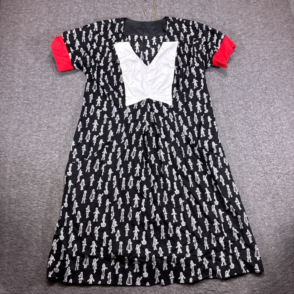 Homemade Shift Dress Women Medium Black Fashion Illustration Short Sleeve Crazy